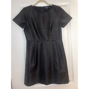 Madewell Dress Women Fitted Brocade‎ Sheath Black Shimmer Short Sleeve Size 8